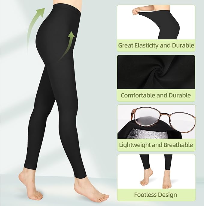 Image of 15-20mmHg Compression Pantyhose Stockings for Women & Men, 2 Pairs | Medical Graduated Compression Leggings Tights, Support Hose for Varicose Veins, Edema, DVT, Lipedema, Swelling