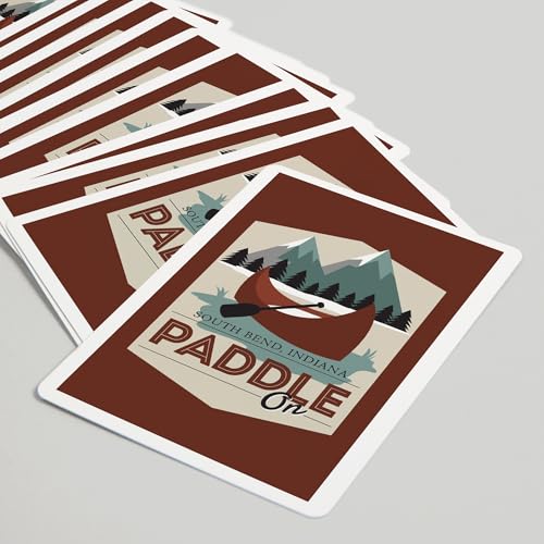 Lantern Press South Bend Indiana Paddle On Naipes Poker miniatura 5