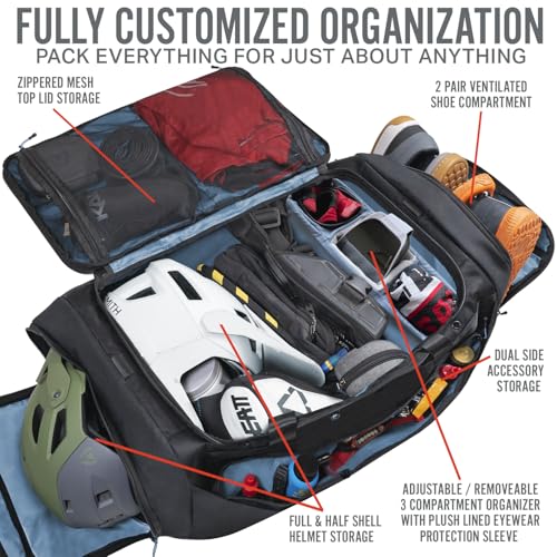 Wildhorn Big Mesa 90L MTB Gear Bag + Additional Organizer 3-Pocket Cube. Mountain Bike, Gym & Travel Duffel with Customizable Storage4