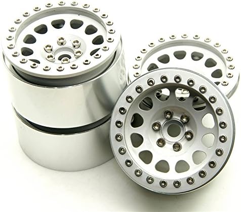 RCLIONS Aluminum Metal 2.2inch RC Beadlock Wheels Rims 35mm for 1:10th Rock Crawler Car Wraith -Pack of 4
