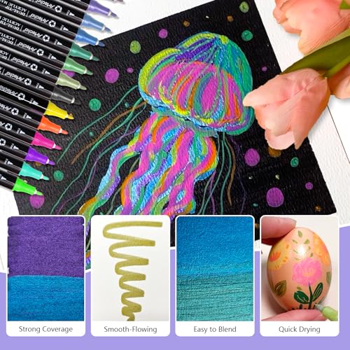 Artecho Acrylic Paint Markers 12 Metallic + 6 Fluorescent Colors by Artecho - Used condition - Image 3