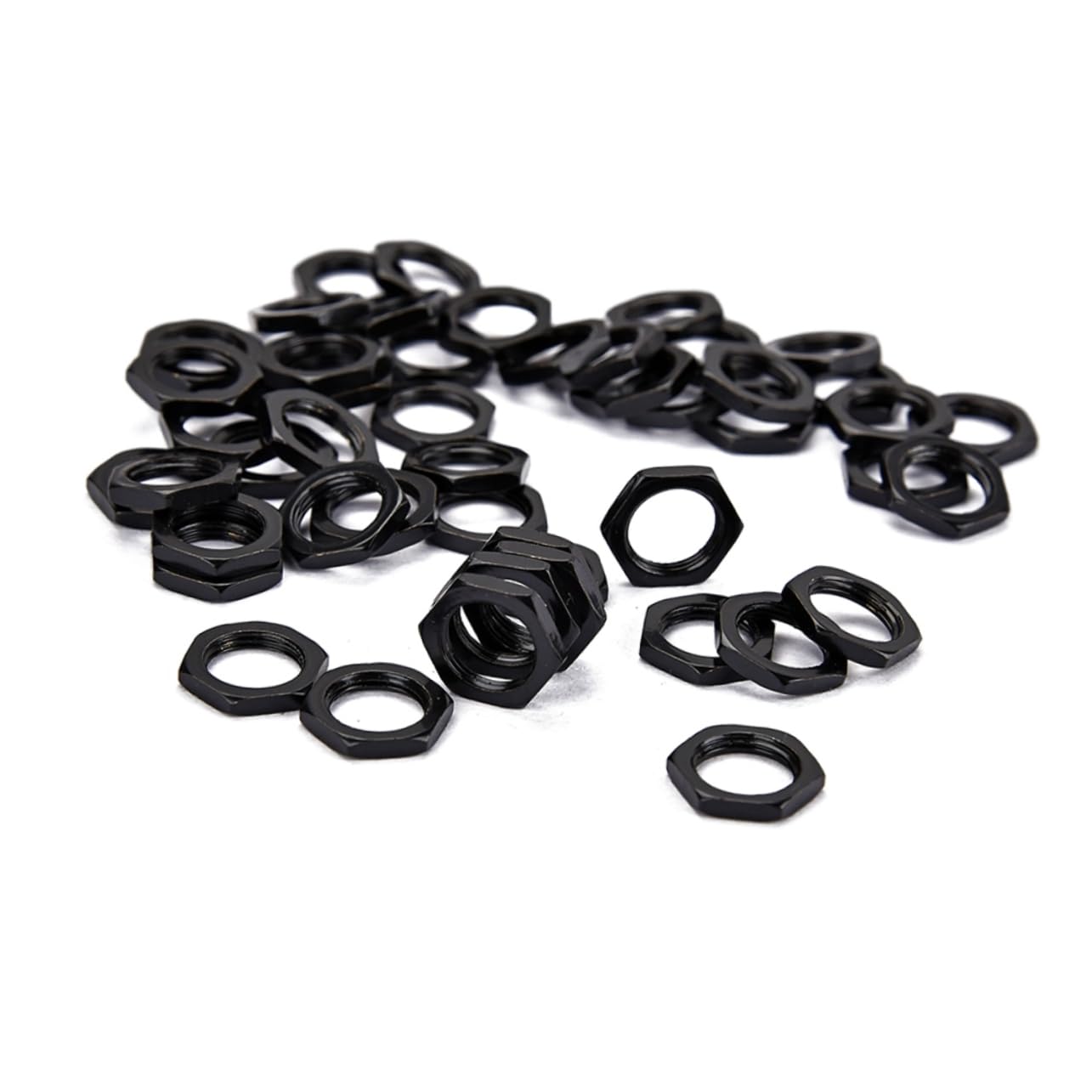 GOOHOCHY 50 Pack M8 Guitar Jack Nut Fine Tooth Zinc Alloy Socket for Electric Bass Black Socket Replacement