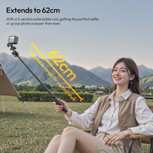 Image of ULANZI MT90 Action Camera Tripod Stand Vlog Handle Grip with Cka Quick Release w Ballhead w Cold Shoe, Camera Desktop Tripod for GoPro Hero, Insta360, DJI Osmo Pocket /Action /360, Small Cameras
