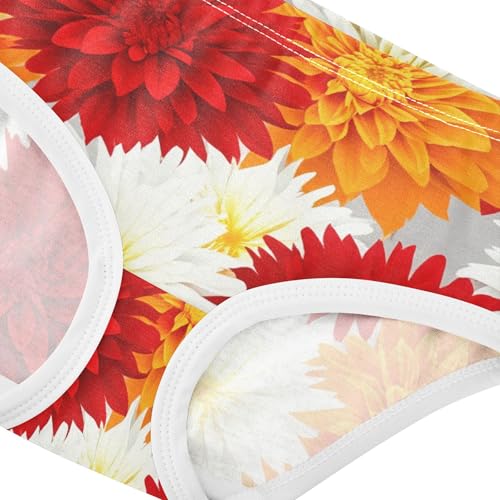 Cotton Toddler Underwear Floral Floral Orange Red Flowers Panties Little Girl Artistic Briefs Girls Undies 2t4