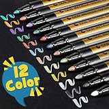 marcadores metalicos para tarugos 12 MARCADORES METÁLICOS DE COLOR: Paquete de color azul, rosa, azul cielo, rojo, verde, morado, bronce, verde claro, dorado, plateado, blanco y negro. Estos lápices metálicos de colores vivos agregan un acabado metálico a su obra de arte.