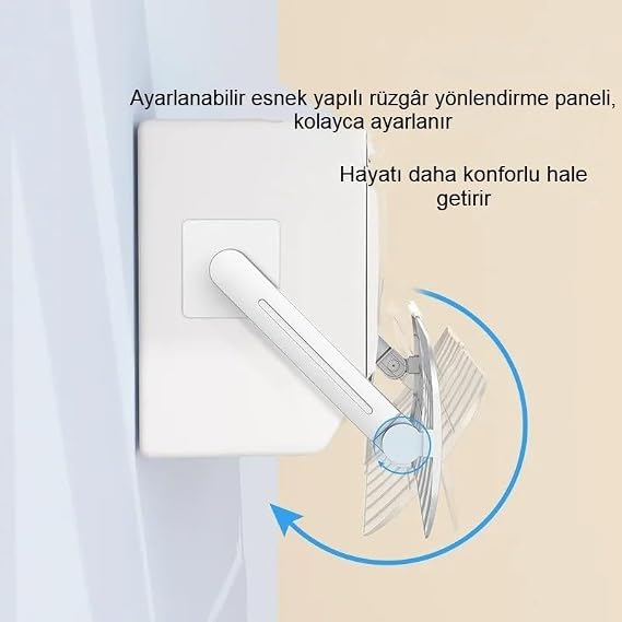 Ayarlanabilir Klima Rüzgar Yönlendirici, Delmesiz Kurulum, Uzatılabilir 53–100,5 cm Klima Deflektörü, Yoğuşma Yapmaz, Yaz/Kış Uyumlu Hava Yönlendirici Panel