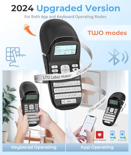 Phomemo Máquina de etiquetar P12, máquina de etiquetar com fita, etiquetadora portátil Bluetooth com