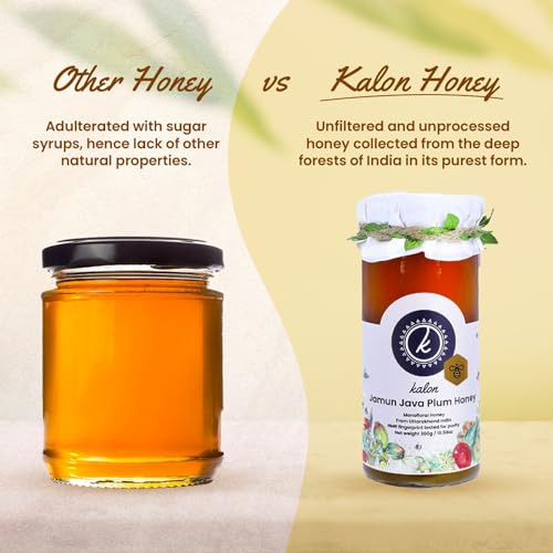 Image of KALON 100% Natural Jamun Java Plum Honey | NMR Tested | No Added Sugar and Preservatives | Sweet & Fruity Flavour - 300 gm