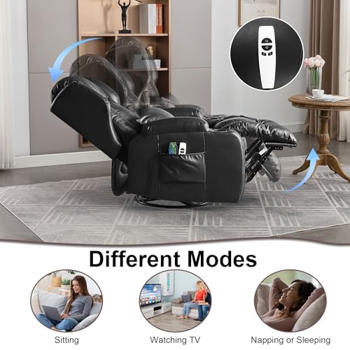 TUNYI-Power-Recliner-Chair-Faux-Leather-Home-Theater-Seating-Glider-Reclining-Sofa-with-Massage-Heat-Swivel-Rocker-Recliner-Chair-for-Living-Room-with-LED-LightUSB-PortLumbar-Pillow-Black TUNYI Power Recliner Chair Faux Leather Home Theater Seating Glider Reclining Sofa with Massage Heat Swivel Rocker Recliner Chair for Living Room with LED LightUSB PortLumbar Pillow Black