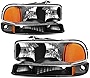 JSBOYAT Headlight Assembly Replacement for GMC 99-07 Sierra 1500, 99-04 Sierra 2500, 01-07 Sierra 1500HD 2500HD 3500HD, 99-06 Yukon, 00-06 Yukon XL 1500 2500, 2001 Sierra C3 with Bumper Lights 4pcs