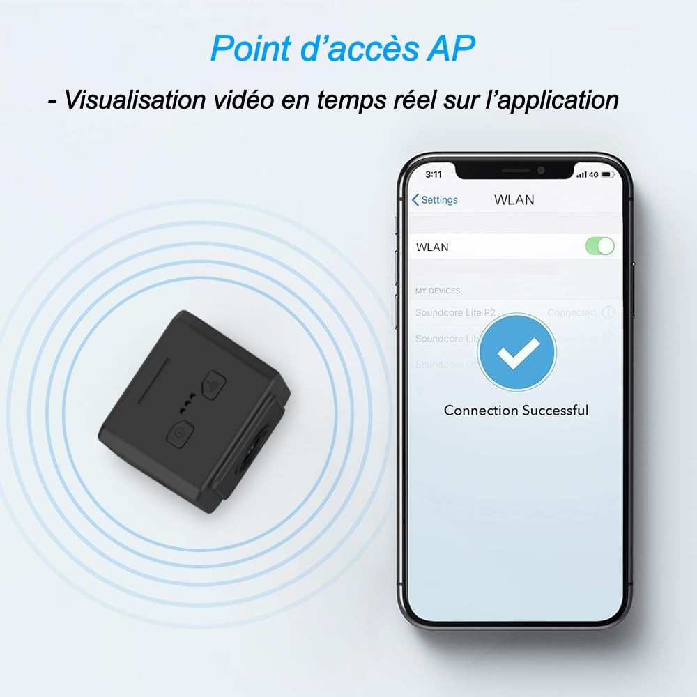 Caméra Magnétique Portable pour Animaux HD 1080p 120° APP Enregistrement Cyclique