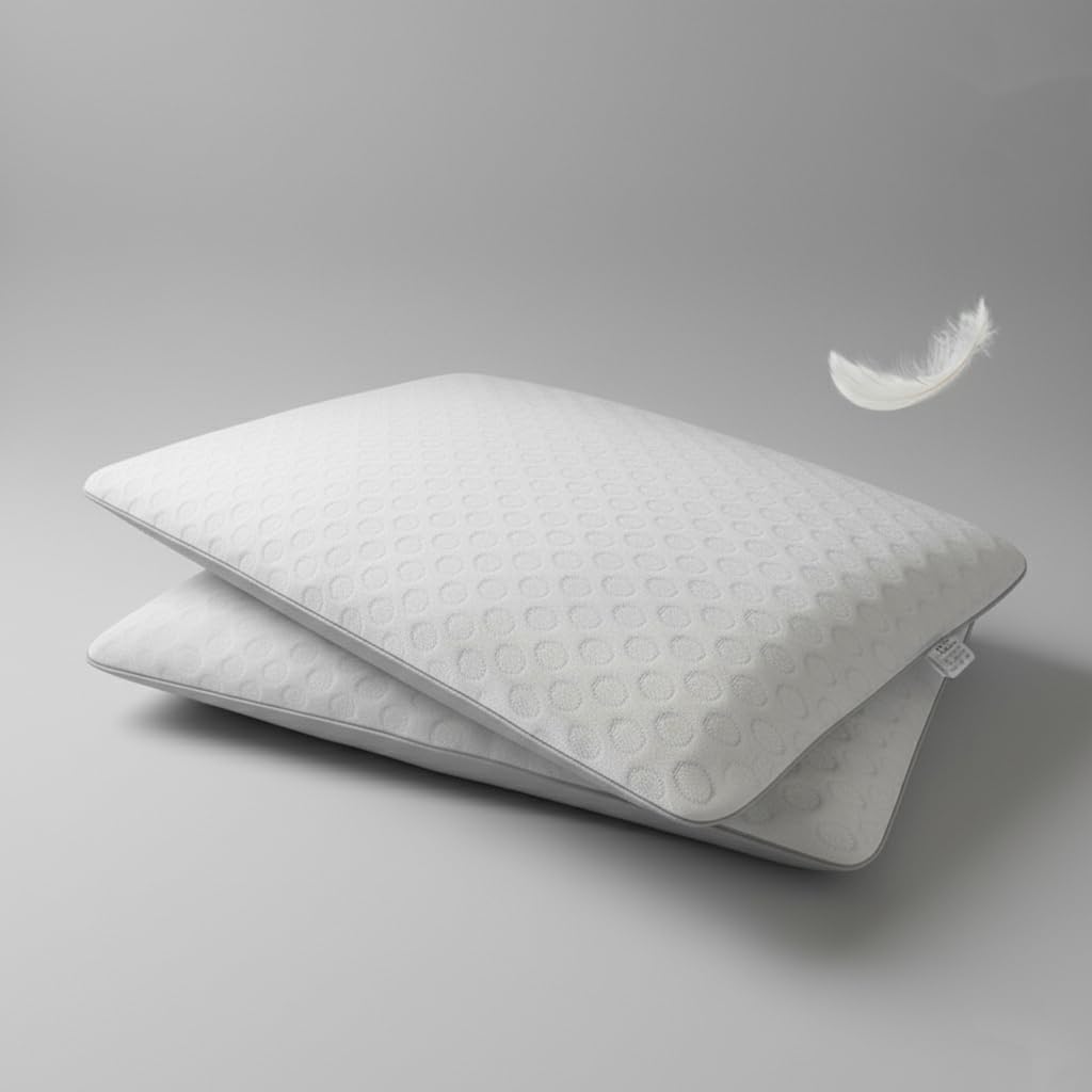 Dormyo Ultra Slim - Memory Foam Pillow for Sleeping - Ultra Thin for Neck Pain Relief - Thin Cervical for Neck Support - Thinnest Orthopedic Pack of 2, Flakes, 25.5" x 16.5" x 1"