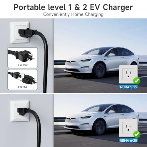 Image of Level 1 /2 Charger for Tesla 5M, 16 Amp,110-240V Tesla Charger with NEMA 6-20 & 5-15 Plug