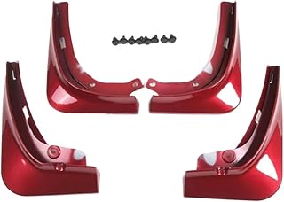 Matte Black/Painted Mudguard Pattern Splash Guards Mud Flaps 2016 2017 2018-2023 Compatible for Tesla Model 3 Mudflaps No Need to Drill Holes(Baked red Paint)
