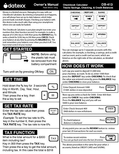 Datexx DB-413 Checkbook Calculator - Thumbnail 2