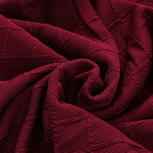 Housse chaises polyester motif losange rouge vineux 6 pièces - 7