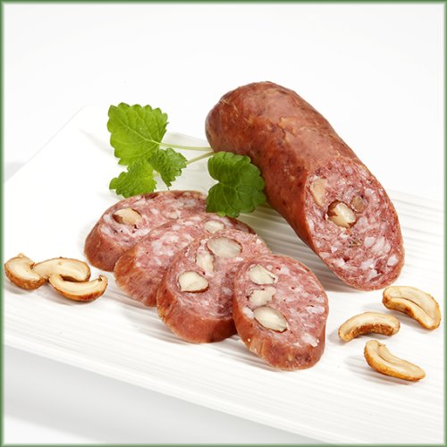 Original WESER Salami mit Nuß geräuchert, 150 GR. Hergestellt aus