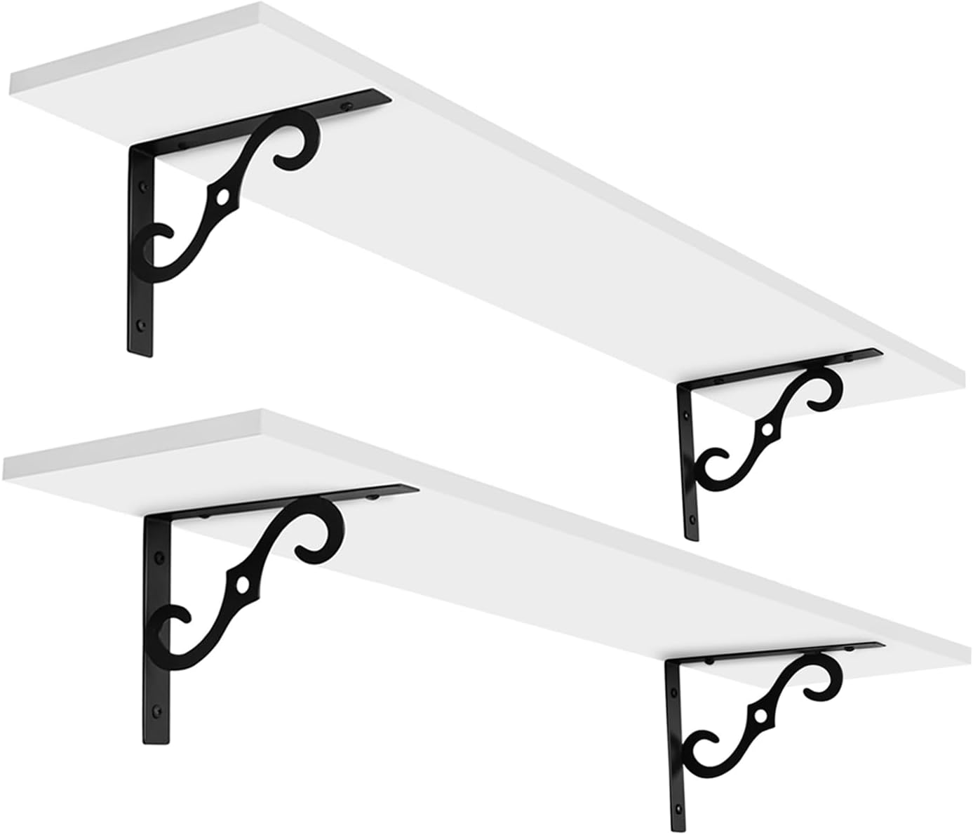 DINZI LVJ Long Wall Shelves, 31.5″ Large Floating Shelves Set of 2, Farmhouse Display Shelf Wall Mounted with Heavy Duty Brackets, Easy Assembly for Kitchen, Bathroom, Bedroom, Balcony, White DINZI LVJ Long Wall Shelves, 31.5″ Large Floating Shelves Set of 2, Farmhouse Display Shelf Wall Mounted with Heavy Duty Brackets, Easy Assembly for Kitchen, Bathroom, Bedroom, Balcony, White