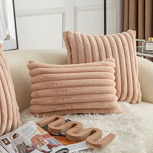 Neelvin Double-Sided Faux Fur Soft Solid Decorative Throw Pillow Covers Pillowcase Cushion Case For Sofa Couch Bedroom Car 20"X20" #TOP1
