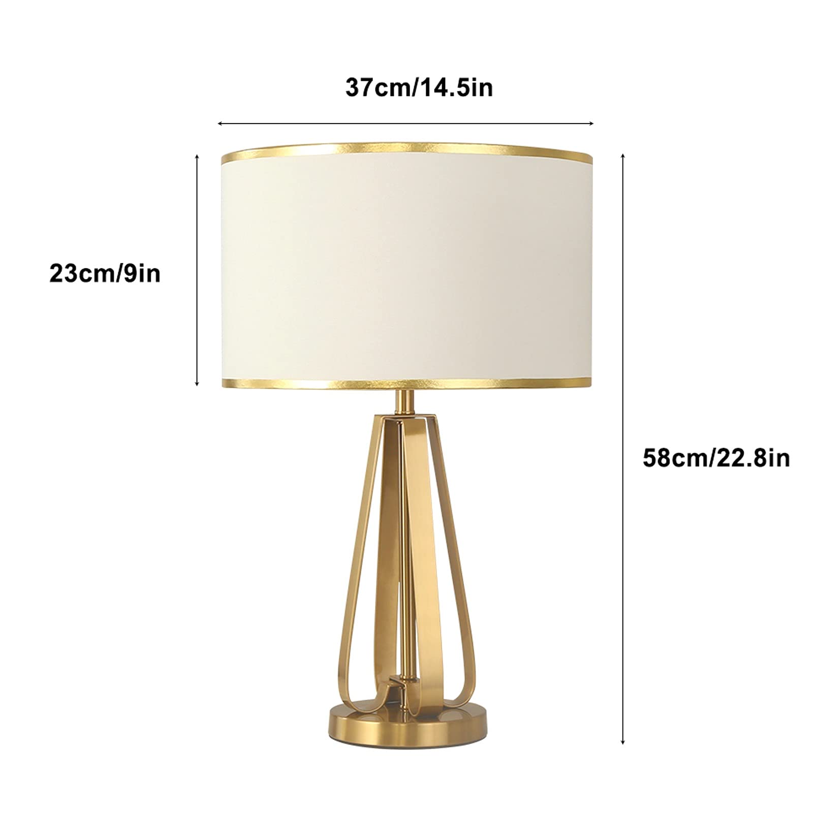 XANAYXWJ Lampada Lampada da Letto Lampade da Tavolo Lampade da Comodino in Ferro con Paralume in Tessuto Lampade da Comodino lussuose per l'home Office Cafe Restaurant Luce Notturna, 22,8" H