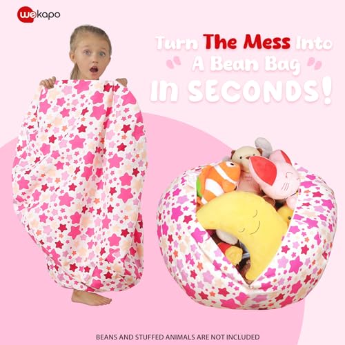 image for Wekapo Stuffed Animal Storage Bean Bag Chair Cover for Kids | Stuffabl