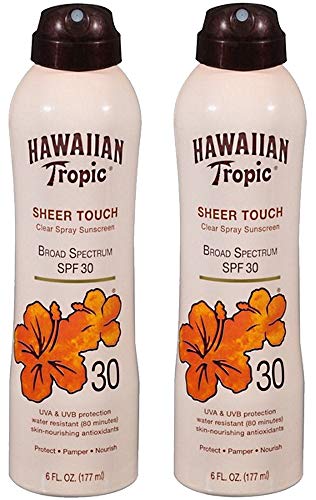 Hawaiian Tropic Sheer Touch Hydration Moisturizing Broad Spectrum Sun Care Sunscreen Clear Spray - SPF 30, 6 Ounce (Package of 2)