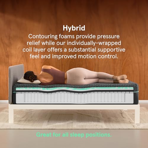 Tuft & Needle Kin Medium Plush 10" Full Hybrid Mattress, Cooling, Pressure Relief, and Individually-Wrapped Coils, 100 Night Trial, Fiberglass-Free, CertiPUR-US, 10-Year Limited Warranty