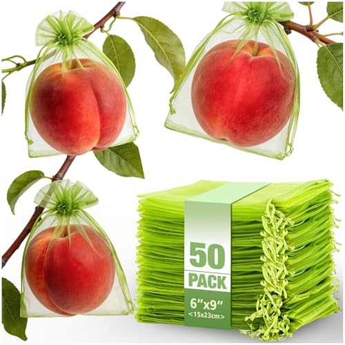 50 Pcs 69 Inch Drawstring Fruit Protection Mesh Bags