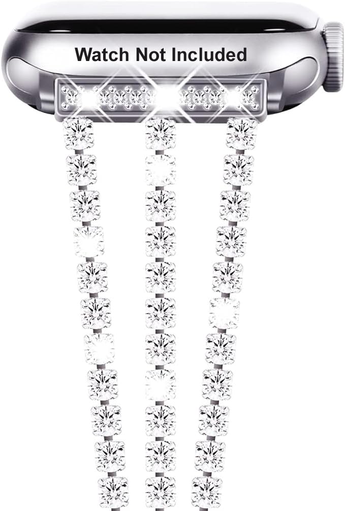 Zitel Bling Rhinestone Metal Band Compatible with Apple Watch Straps for Women Girls Sparkling Shiny Wristbands-image-48