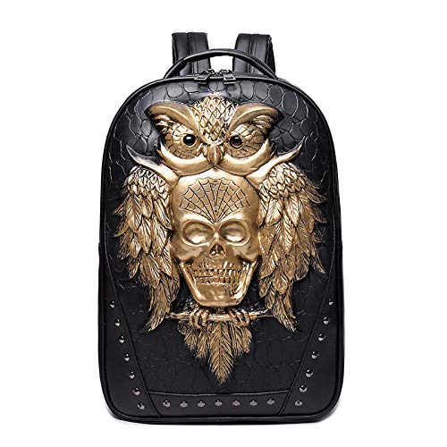 3D Animal 3D Eagle Skull Backpack Outdoor Bag Travel Backpack Computer Bag (Gold)