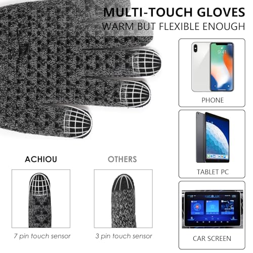 Image of Achiou Winter Gloves, Glove for Men Women, Upgraded Touch Screen Texting Warm Running with Thermal Soft Knit Lining