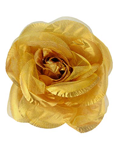 Image of Women's Multifunction Rose Flower Sheer Petal Brooch Pin Hair Tie Clip
