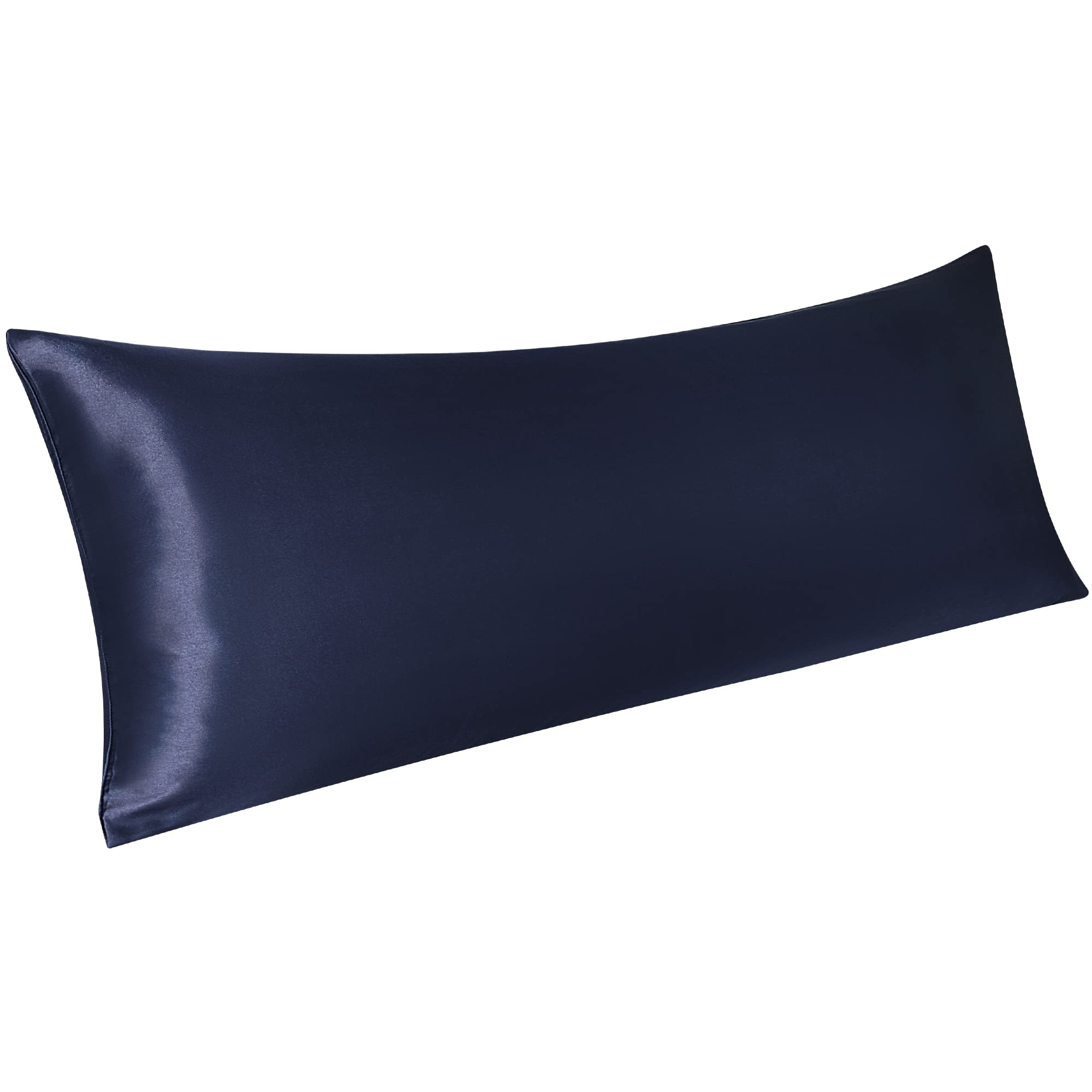 PICCOCASA Funda de Almohada Satén con Cierre de sobre, Suave Larga Funda Almohada de Lujo sin Cremallera, Protege Cabello y Piel - 51x152cm, Armada