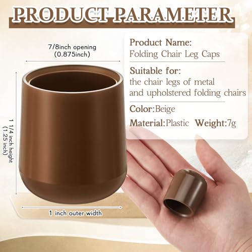 Image of Jetec 300 Pcs Brown Folding Chair Leg Caps, 7 /8 Inch Round Protectors | Heavy-duty Plastic Glides, Non-marring Floor Protectors for Hardwood Tile Floors, Replacement Feet Tips, Round Tube Fit