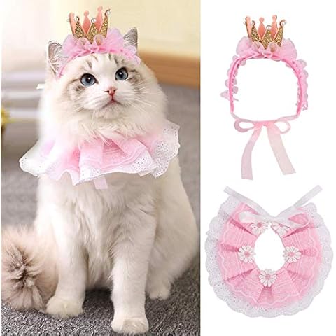 Legendog Bandana, Princess Costumes Cute Lace Crown Accessories for Cats Small Dogs, Pink Outfit for Birthday Party Cover