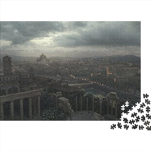 Puzzle architecture romaine 1000 pièces en bois 75x50cm pour adulte et ado