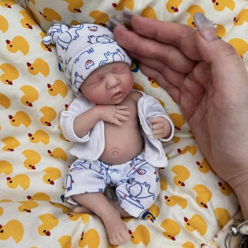 MYREBABY Reborn-Babypuppe, 17,8 cm, Silikon-Puppe, Junge Colin, Mini-Puppe, realistische Babypuppe, Ganzkörper-Baby-Puppe, Ganzkörper-Stressabbau – Bild 3