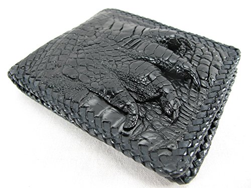 Pelgio Genuine Crocodile Alligator Foot Claw Skin Leather Handmade Wallet (Black)