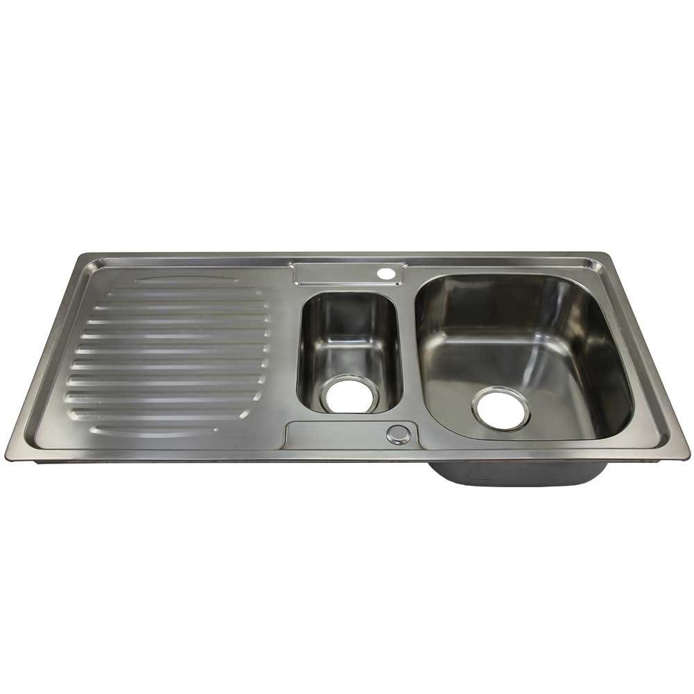 Fregadero de Acero Inoxidable KuKoo, Reversible 1.5 105cm x 18cm x 50cm | Kit de desagüe incluído
