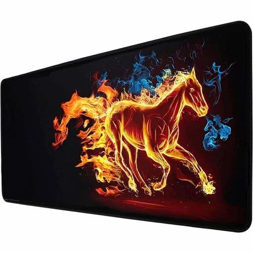Image of Large Extended Long 700 x 300 mm Mouse Pad for Keyboard & Mouse | Water Resistant Anti Slip Surface Ideal for Office Home and Gaming Setup (Fire Horse -9)