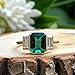 SilverQ 2 Ct Emerald Cut Green Diamond Three Stone Engagement Ring for Women 14K Yellow Gold Plated Bezel Set Trilogy Ring with Baguette Side Stones 925 Sterling Silver Handmade Classic Jewelry