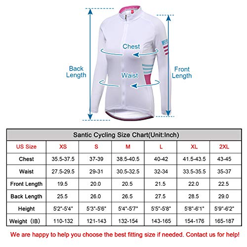 Santic Cycling Jersey Women's Long Sleeve Tops Bike Shirts Bicycle Jacket with Pockets White Olivia
