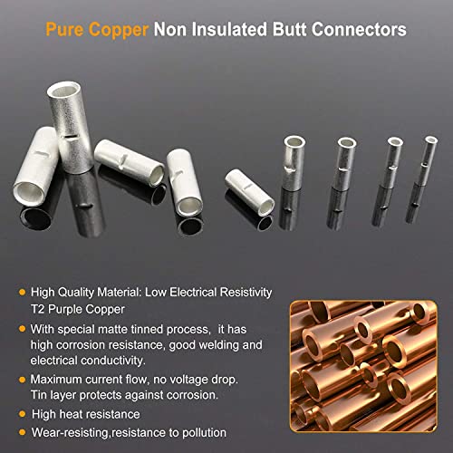 Svaar BN380P 380Pcs Non Insulated Butt Connectors Kit Butt Splice Connectors Non-Insulated Wire Splice Connectors thumb #5
