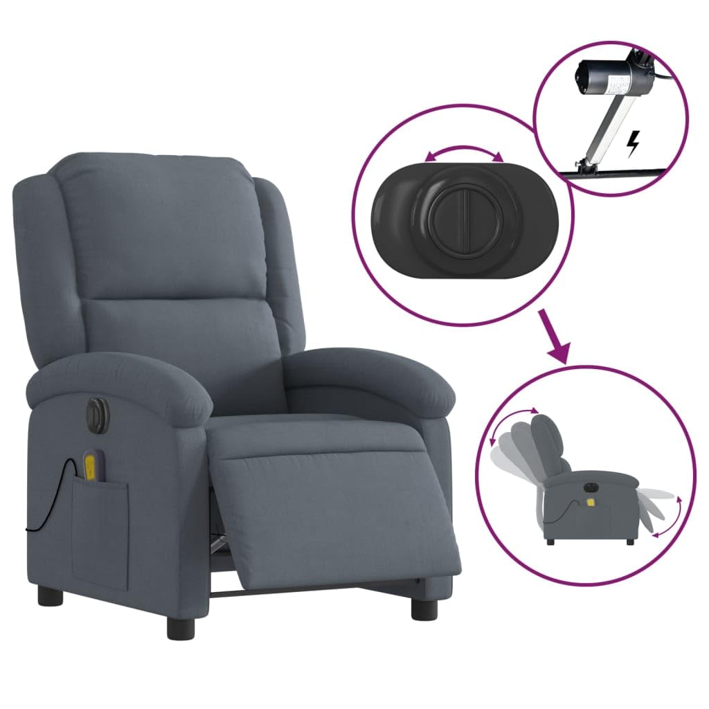 Sillón Reclinable Con Elevador Para Personas Mayores IKAYAA - 6 Zonas De Masaje, Terciopelo Gris