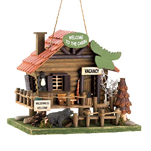 Rustic Woodland Cabin Birdhouse 10.25X7.875X8.875" #TOP12