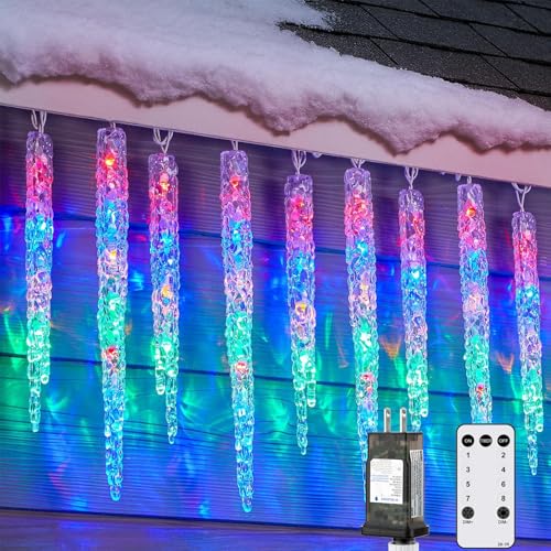 Icicle Lights Outdoor with Remote, 30ft 150 LED 30 Tubes