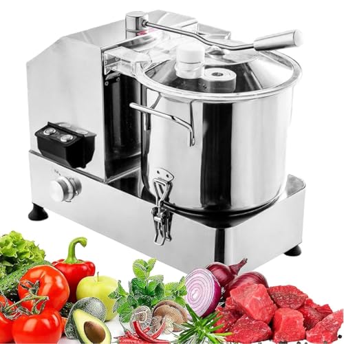 ZenSeFarin Procesador Alimentos Comercial,Picador Verduras Eléctrico 2500rpm,Picador Carne Multifuncional Acero Inoxidable,Rallador De Verduras,para Cocinas Comerciales Y Restaurantes 6L