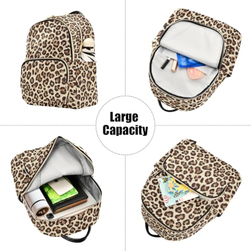 Image of ALAZA Brown Cheetah Leopard Print Pattern Medium Backpack Purse for Women Travel Bag Fashion Daypack Back Pack Shoulder Bag