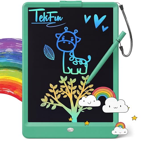 Image of TEKFUN LCD Writing Tablet for Kids, 10-inch Coloring Drawing Pad, Mess Free Doodle Board, Easter Gifts for Boys and Toddlers, Toys for 3 4 5 6 7 8 Year Old Girls(DarkGreen)