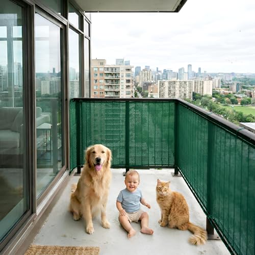 Image of RED WIND Baby Safety Net with Reinforced Edges | 4.5 x 15 Ft | Green | HDPE | 90% Shade UV Resistant Baby, Pet Safety Net for Balcony, Staircase, Railings